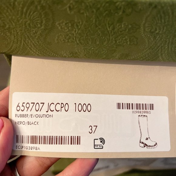 Gucci Horsebit Trip Lug Platform Heel Knee High Waterproof Rain Boot Black EU 37 - Picture 13 of 16